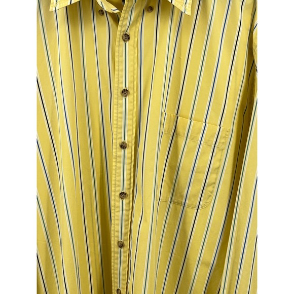 Eddie Bauer AKA Cotton Button Down Yellow Striped Shirt Men's Size XLT - Picture 5 of 5
